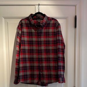 Eddie Bauer Red and Gray Plaid Shirt